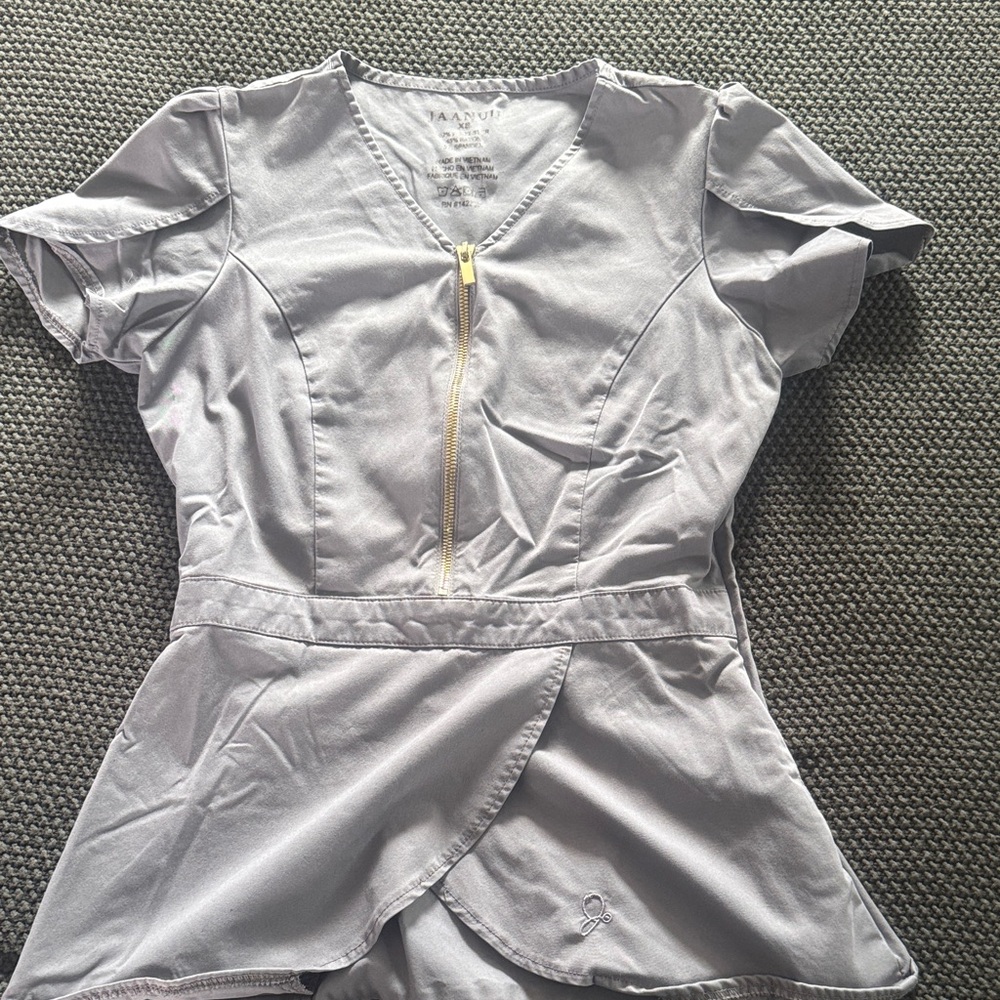 Peplum scrub top